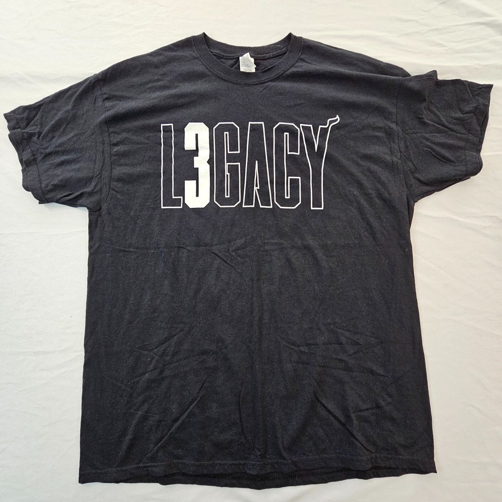 L3GACY Miami Heat Dwyane Wade Final Home Game Black Cotton T-Shirt Men's XL